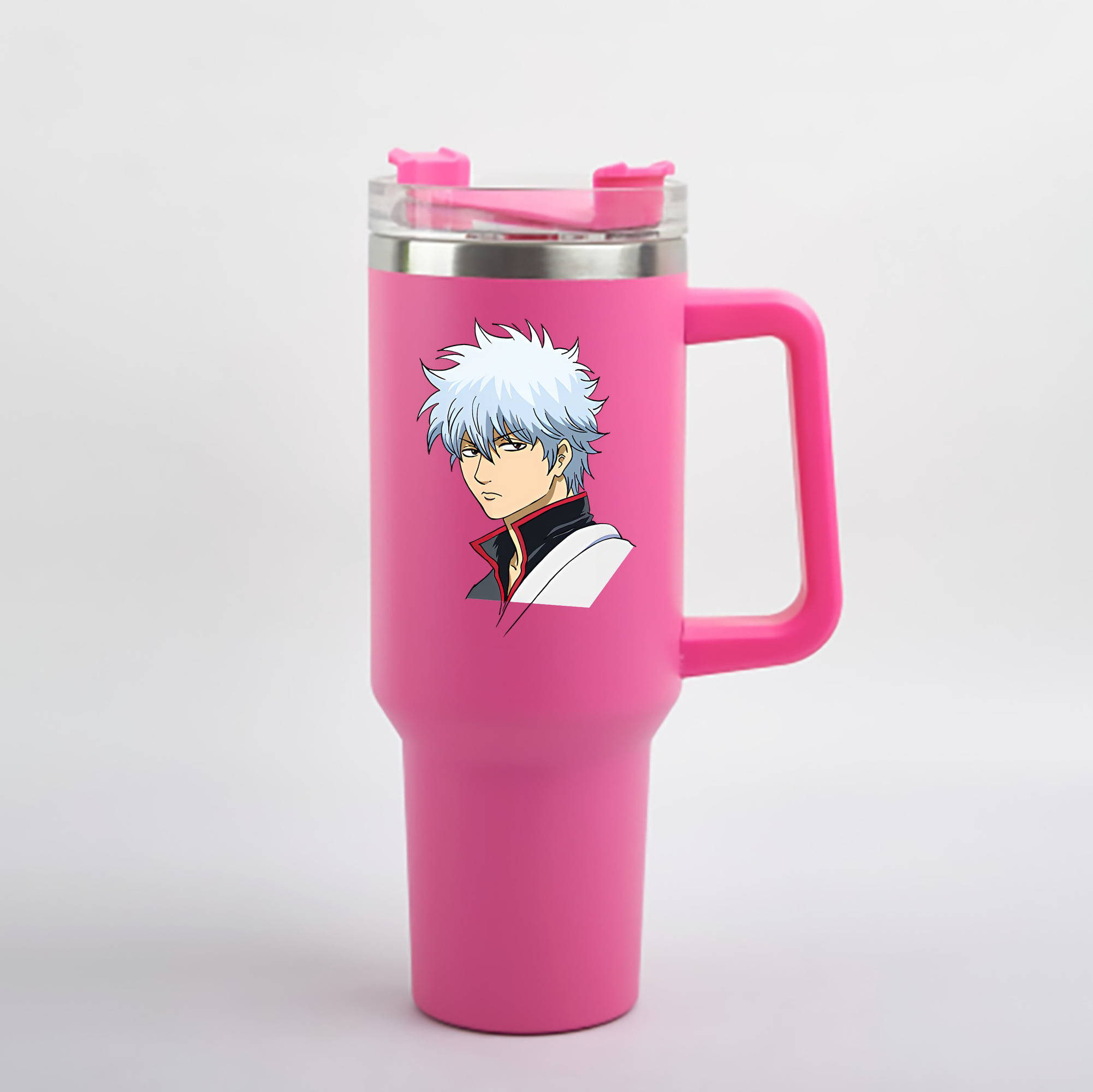 （画像用） ぎんたま 坂田銀時（さかたぎんとき） 神楽 志村新八（しむら しんぱち） GINTAMA Sakata Gintoki Kagura Shimura Shinpachi 1200mL車用タンブラー - クリスタルステッカー（プラスチックストロー付き）